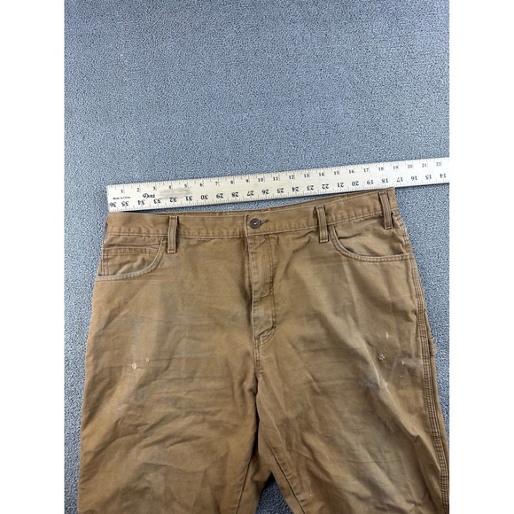 Dickies Relaxed Fit Sanded Duck Carpenter Pant Men 36x34 Brown Workwear Utility - Picture 8 of 14